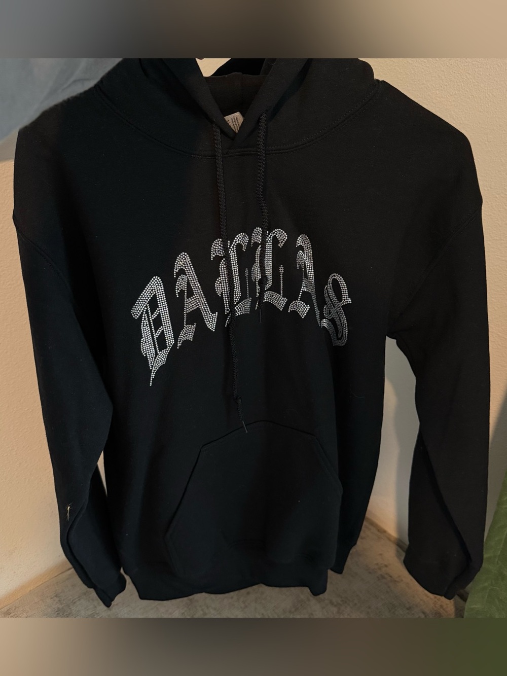 Black Rhinestone DALLAS Pullover Hoodie unisex small